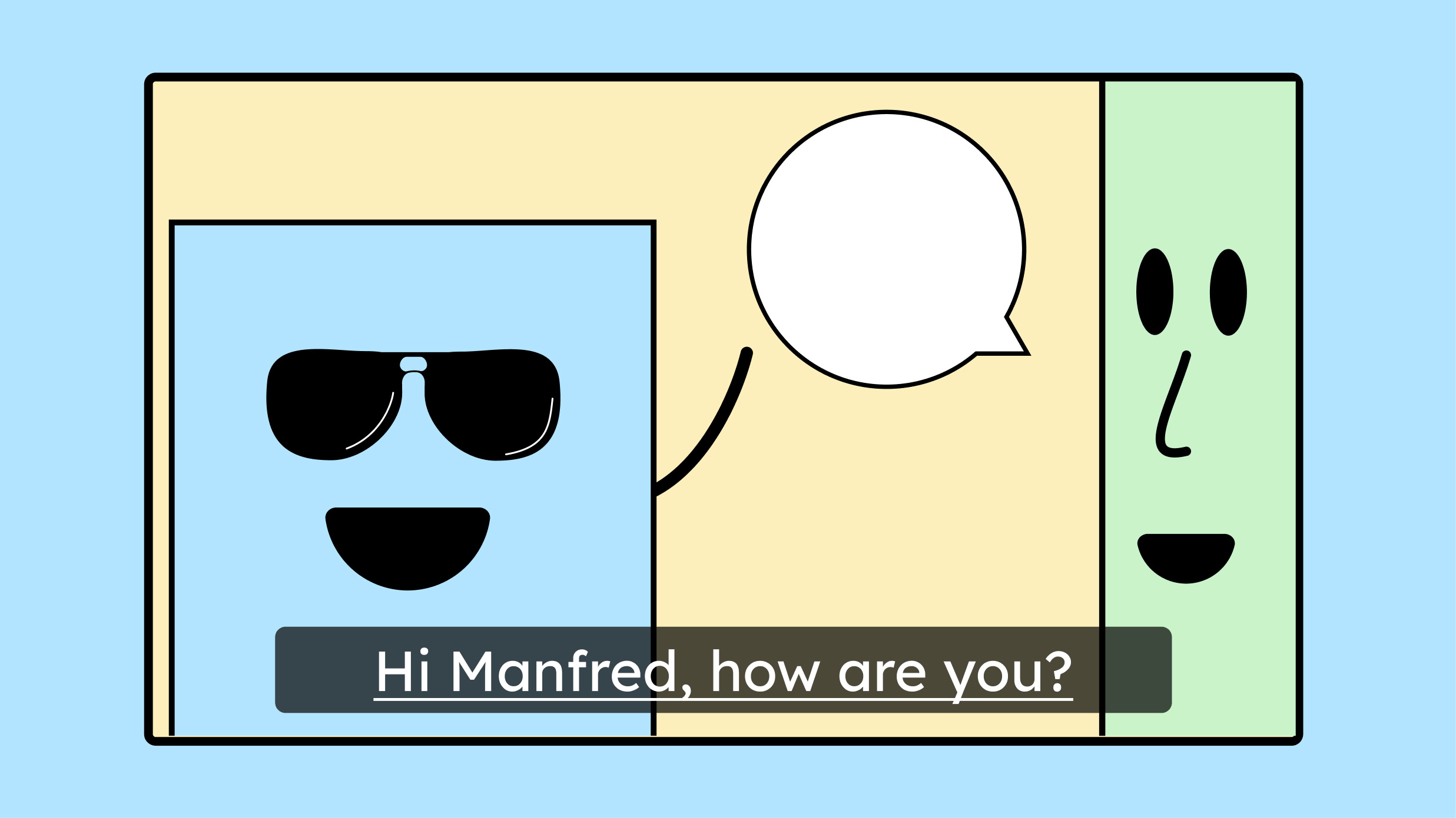An illustration of a video with subtitles.