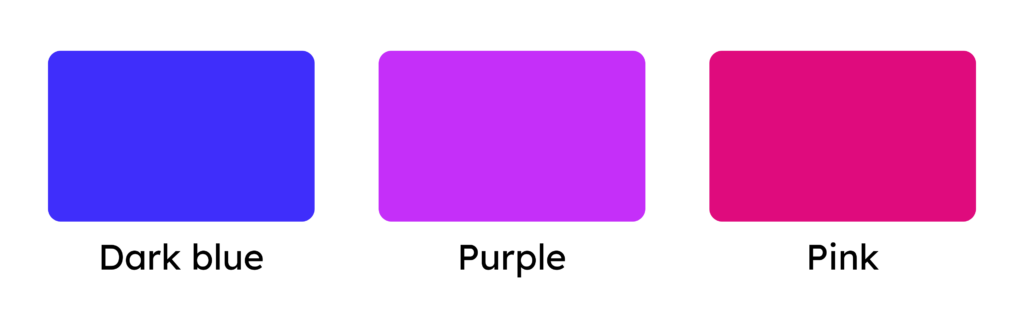 Good colors on white: Dark blue, purple, pink.