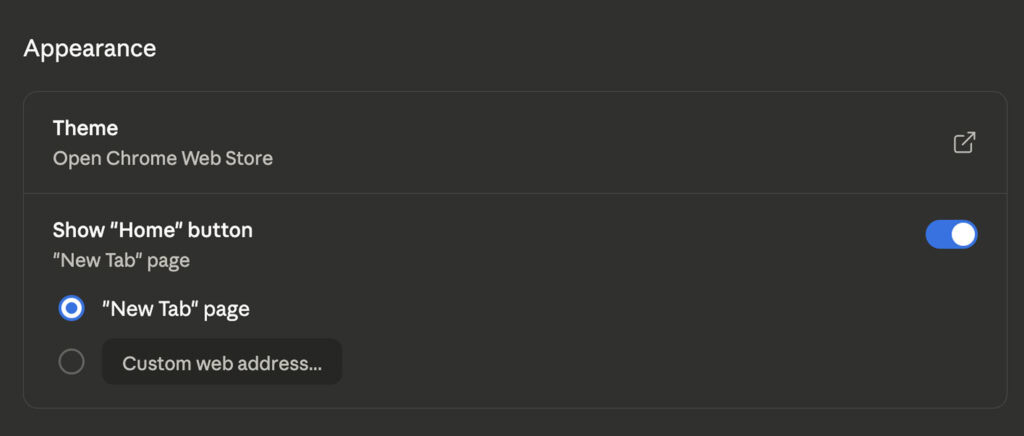 Screenshot of the light theme in Chrome