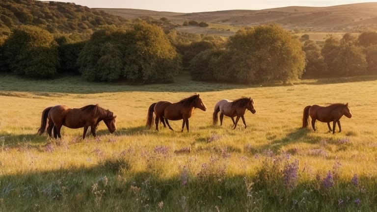 horses on the field