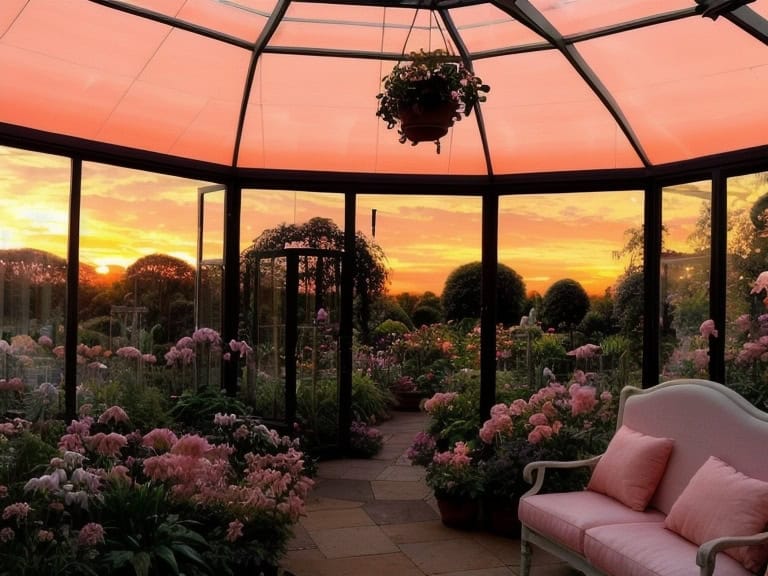 sunset in the garden