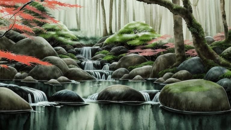 stream in japanese garden
