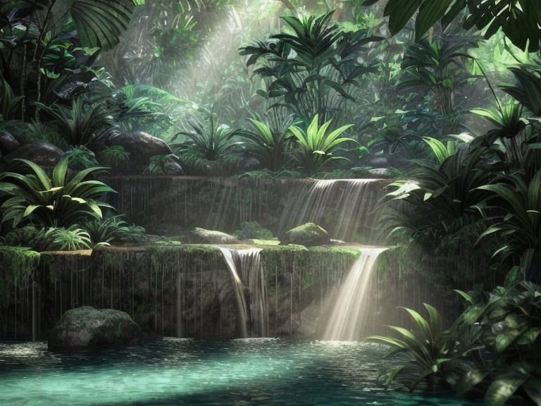 waterfall angle in the forest