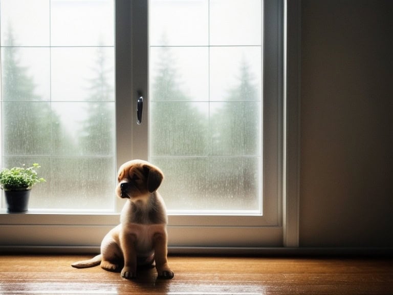 puppy alone at home