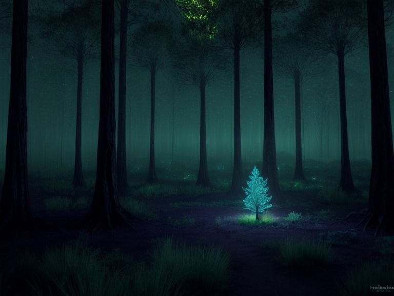 light tree in the forest