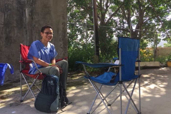 Lisa Fortuna sets up for a mental health consultation visit in San German, Puerto Rico. Photo courtesy Lisa Fortuna.