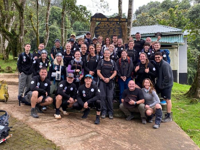 Courage Rising group poses for a shot at Mt. Kilimanjaro National Park.