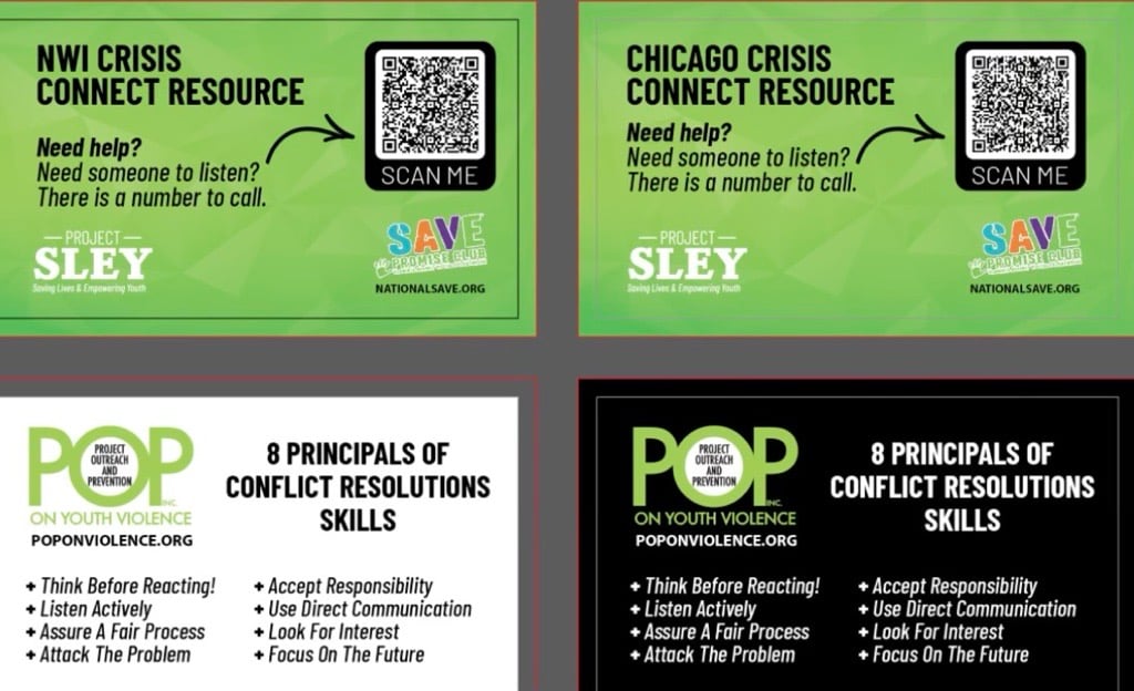 The cards McGee created offering conflict resolution skills and other resources.