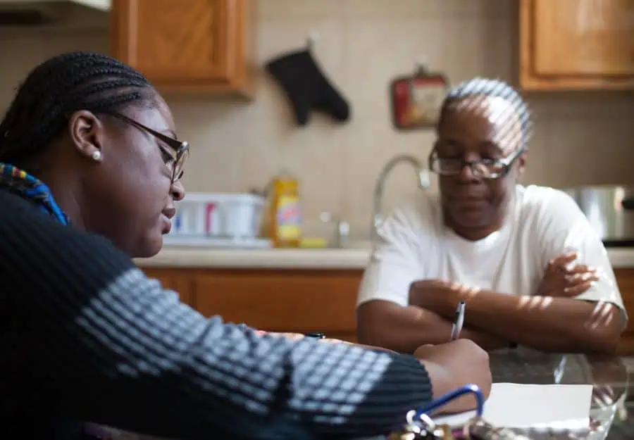 Home health caregiver and patient