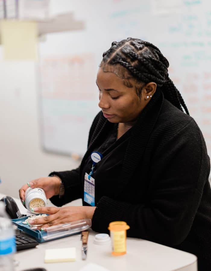 Hospital pharmacy worker