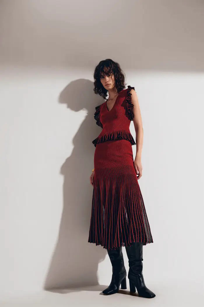 EMIV25-13 BLUSA PLISSE NEW ROMANCE VERMELHO 2 Saia Plissada New Romance