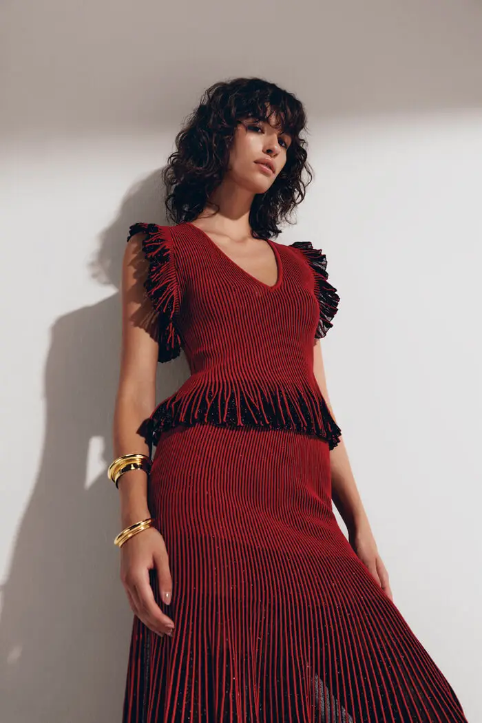 EMIV25-13 BLUSA PLISSE NEW ROMANCE VERMELHO 4 Blusa Plissada New Romance