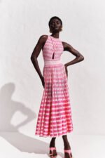 Vestido Midi Plissado Listras Bicolor - Imagem 4