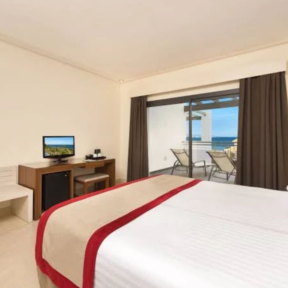 Hotel room with balcony view