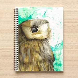 Owl Turquoise Splash - Wire bound Notebook