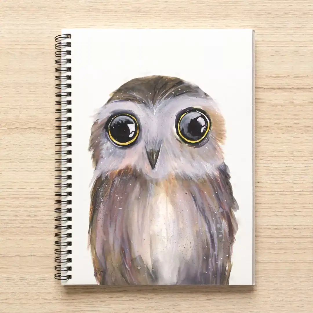 Big Eyed Baby Owl - Wire bound Notebook