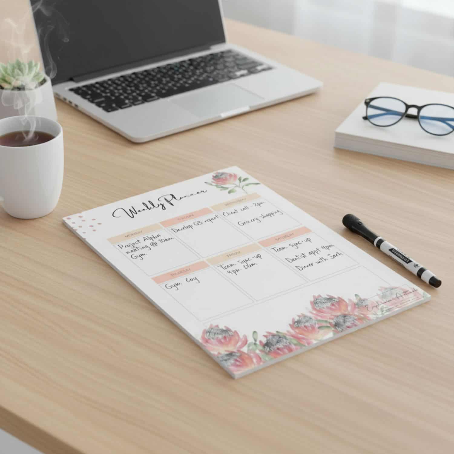 Dry Erase Fridge Weekly Planner - Protea - Image 3