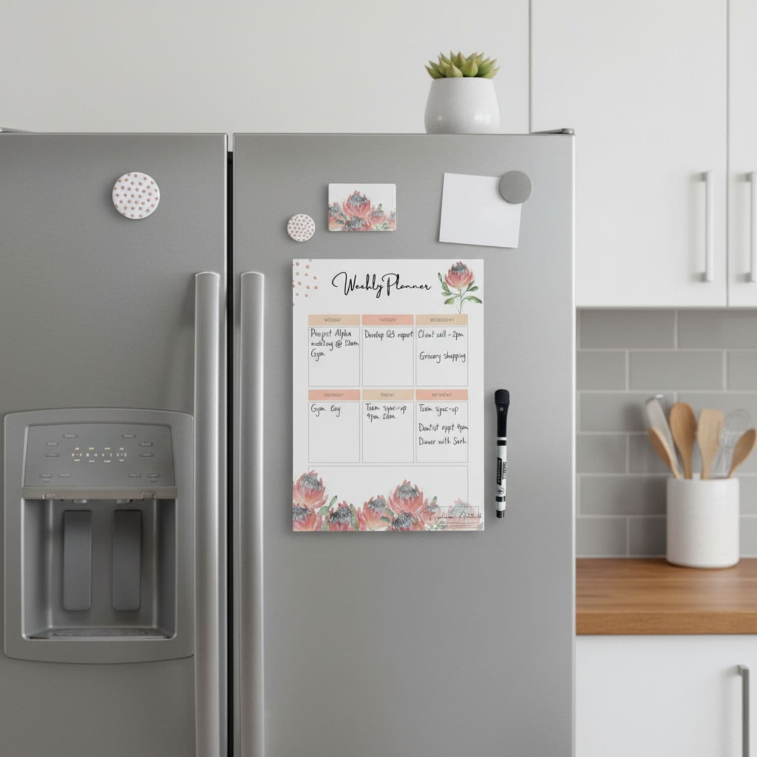 Dry Erase Fridge Weekly Planner - Protea - Image 2