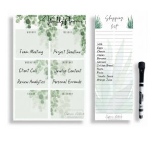 Dry Erase Fridge Weekly Planner & Shopping List Set - Botanical