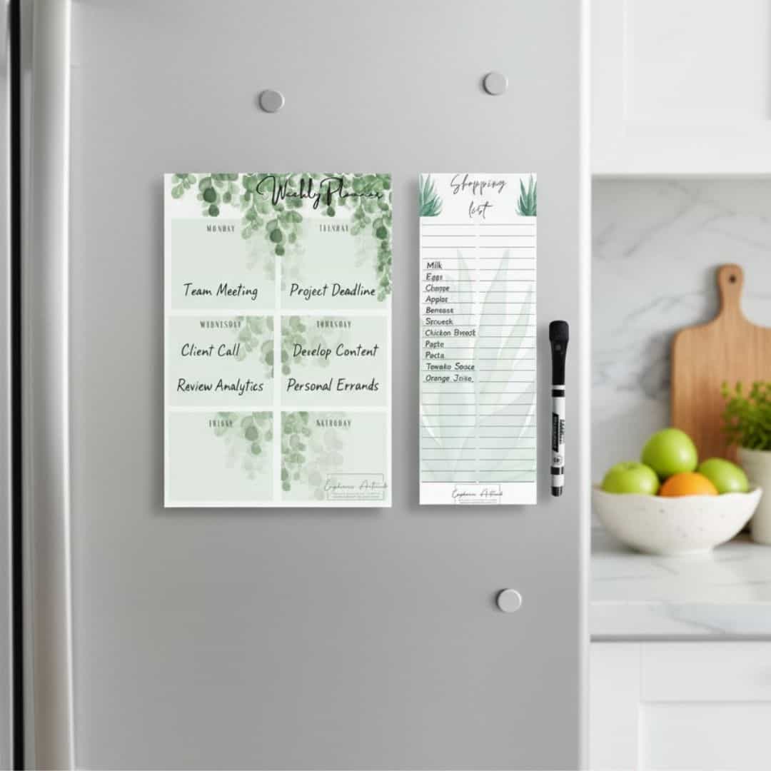 Dry Erase Fridge Weekly Planner & Shopping List Set - Botanical - Image 2