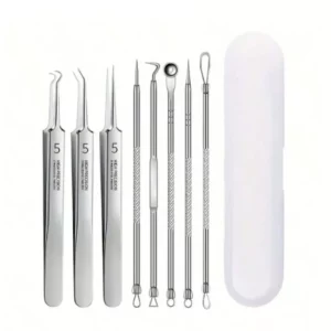 8 Piece Premium Blemish Extraction Tool Kit - Professional Set with Case