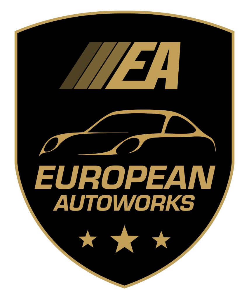European Autoworks logo with a sleek car silhouette and shield design.