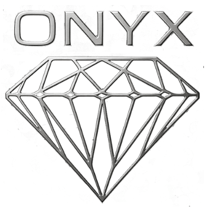 Onyx diamond logo representing luxury jewelry brand.
