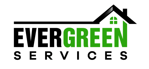Logo of "Evergreen Services" with black and green text, featuring a roof and window icon above the text, symbolizing our dedicated service area expertise.