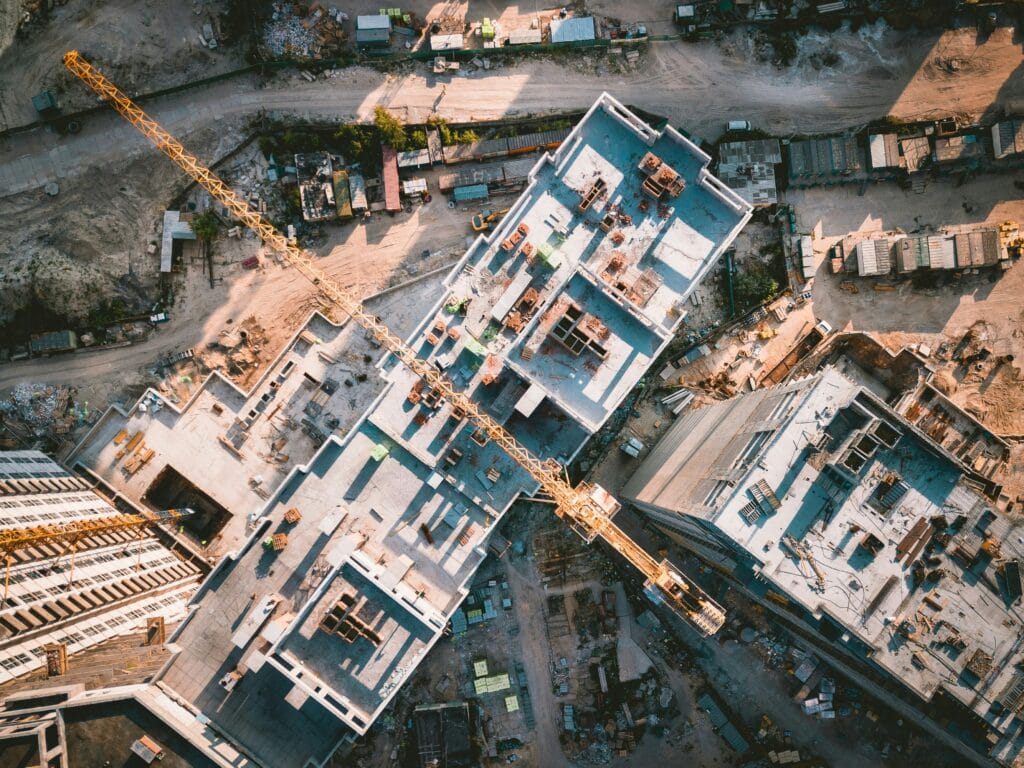 A bird's-eye view of the construction site