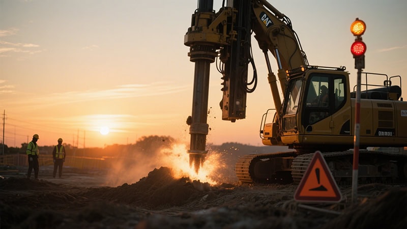 Pictures of heavy-duty drilling rigs under construction
