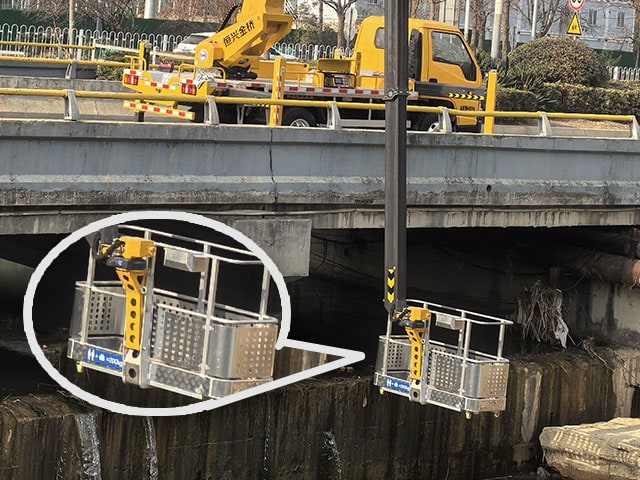 Bucket Truck working below the vehicle body