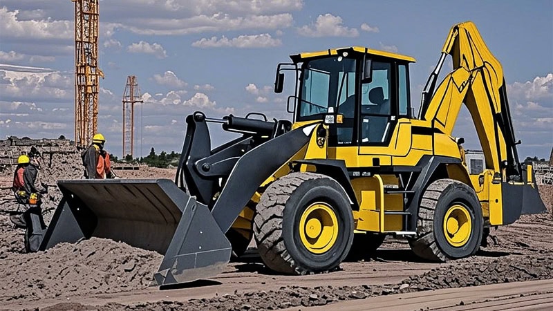 The operator is operating a backhoe to clear the dirt pile