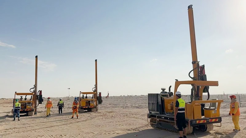 Construction companies are using Everstar's pile drivers for solar installation projects