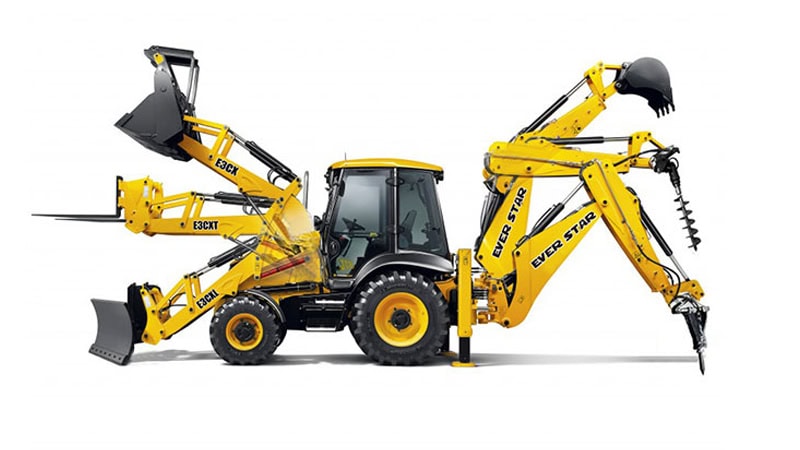 Everstar's backhoe excavator with different attachment combinations