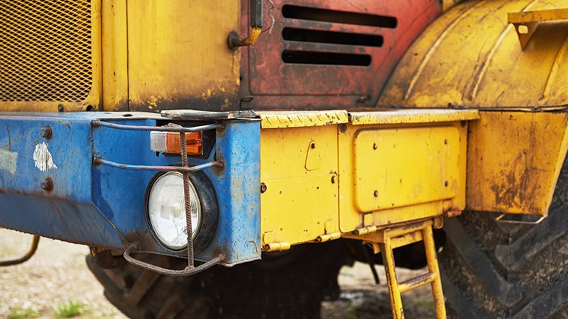 Heavy construction loader bulldozer to the construction area.