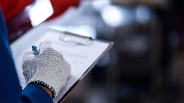 Close-up of an engineer's hand