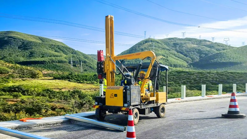 highway guardrail pile driver