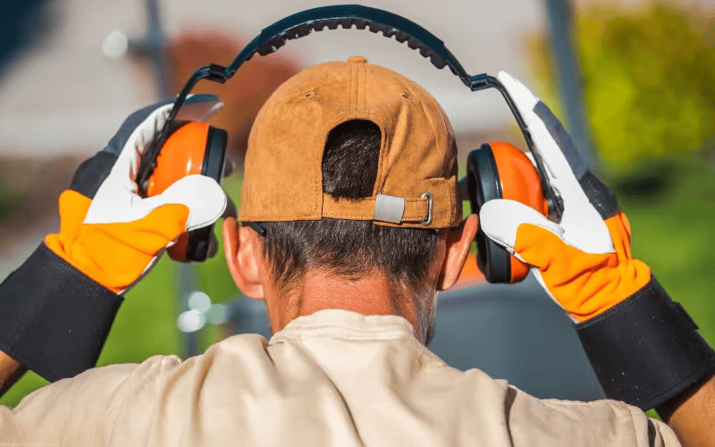 backhoe operator wearing PPE