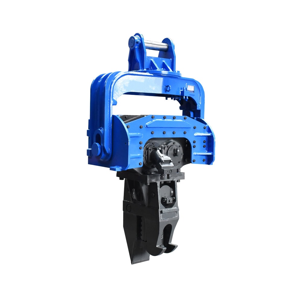 Vibratory pile hammer that can be mounted on an excavator