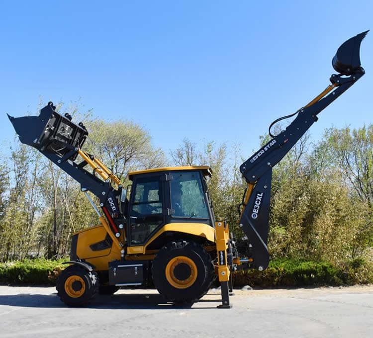 Excavator Backhoe reach extension with telescopic arm