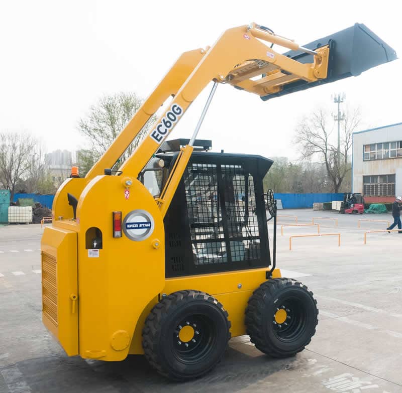 Example of a compact skid loader in work
