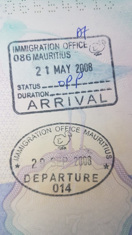 Mauritius Arrival Stamp for UK Passport Visa Free countries