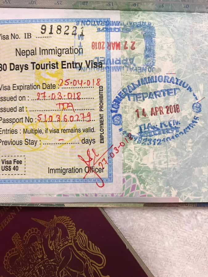 Nepal Arrival Stamp for UK Citizens