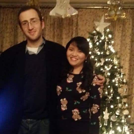 Ryazan and Stephen by the Christmas tree