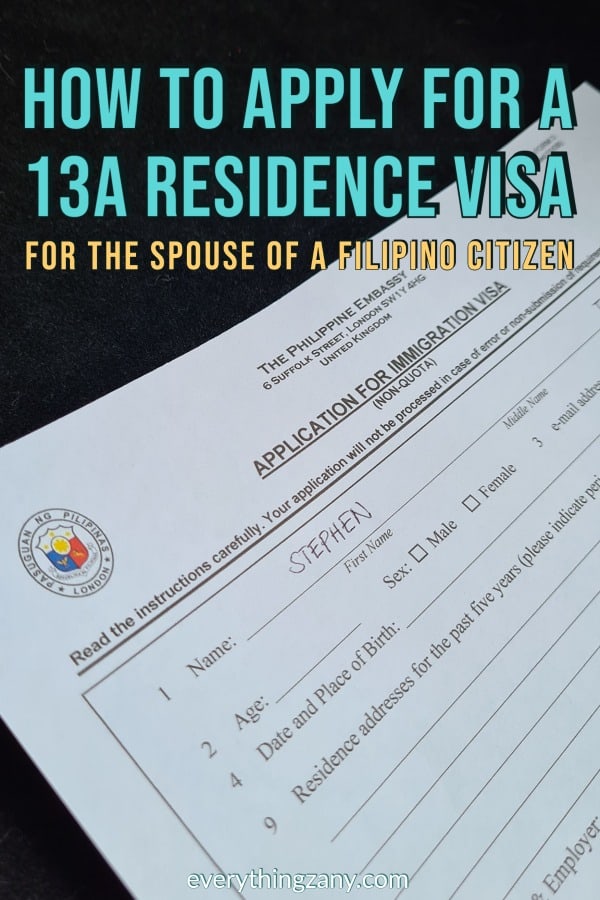 How to apply for a residence visa 13A for the spouse of a Filipino citizen
