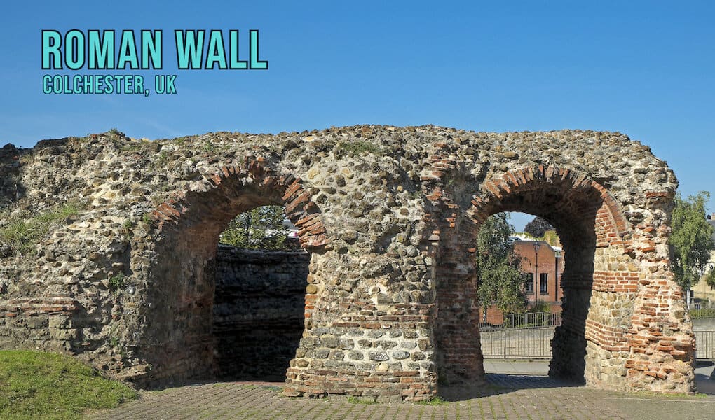Roman Places in the UK: Roman Wall in Colchester, UK