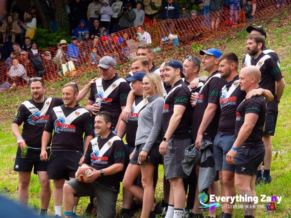 Brockworth Rugby Football Team at the Cheese Rolling Event