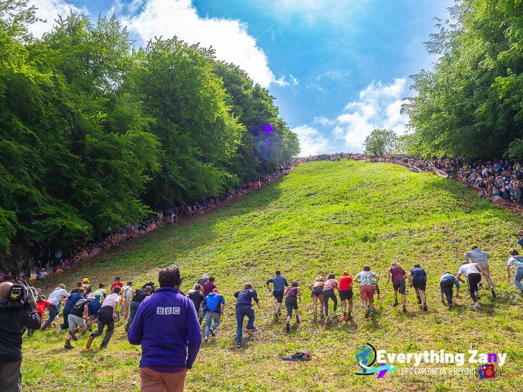 Cheese Rolling Competition Event in Brockworth Gloucestershire UK