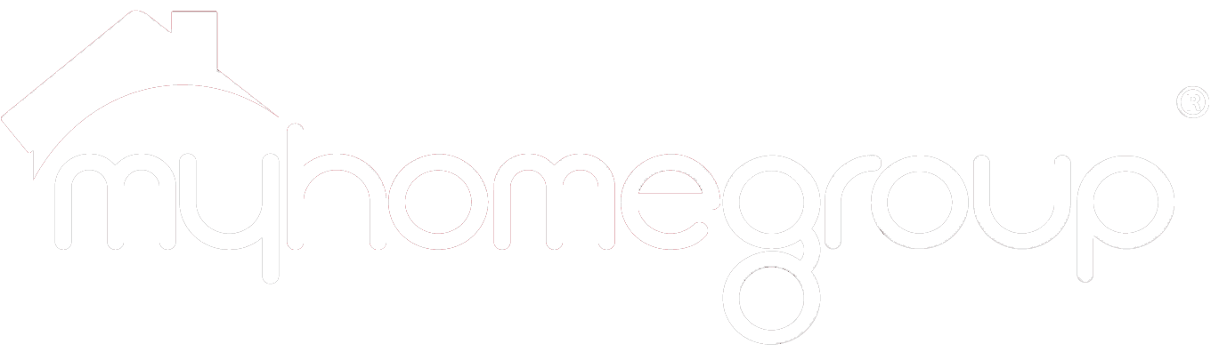 My Home Group logo with a house icon and sleek white font design.