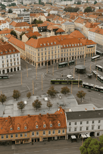 Jakominiplatz Graz: transport hub, city life and history all in one